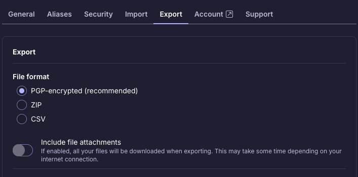 Exporting the entire vault